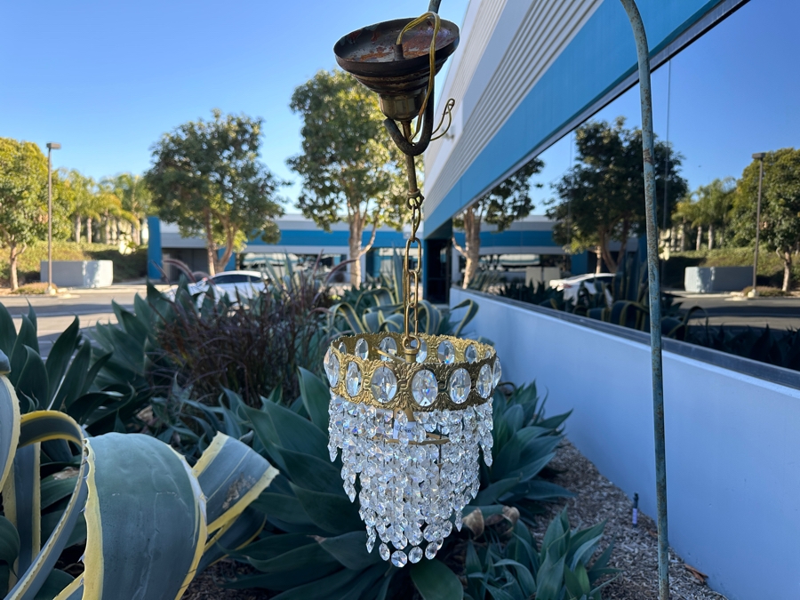 Just Added - Vintage Small Hanging Crystal Chandelier 8W X 10H [Photo 2]