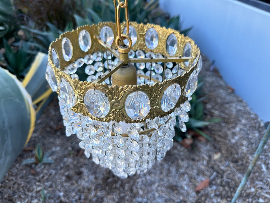 Just Added - Vintage Small Hanging Crystal Chandelier 8W X 10H [Photo 4]