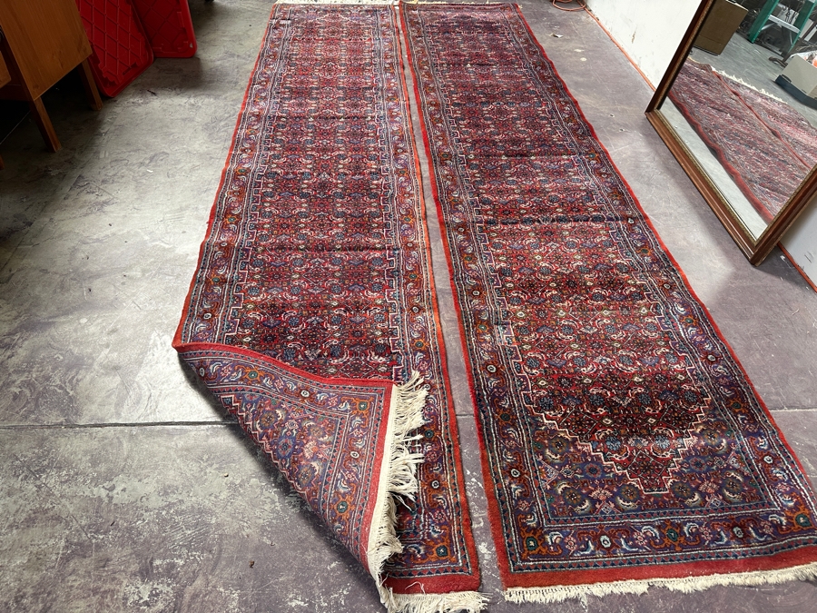 Just Added - Pair Of Hand Woven Persian Runner Rugs From India Each Retailed For $990 - Note That Staples Need To Be Removed From Rugs 30.5W X 147L X 2 [Photo 2]