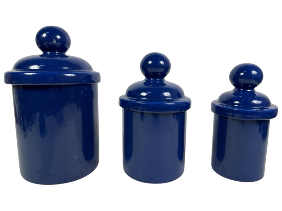 Just Added - Set Of Three Vohann Of California Pottery Lidded Jars 10.5 - 8H