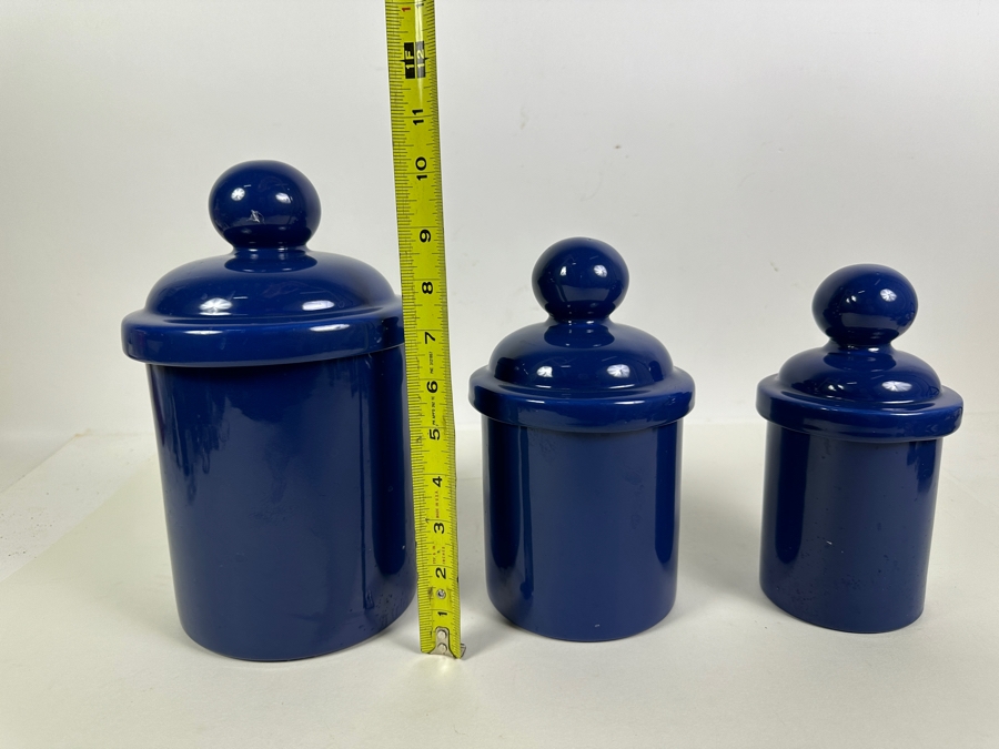 Just Added - Set Of Three Vohann Of California Pottery Lidded Jars 10.5 - 8H [Photo 3]