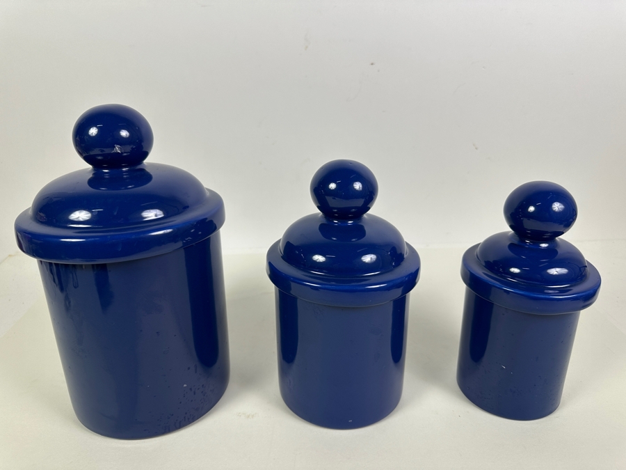 Just Added - Set Of Three Vohann Of California Pottery Lidded Jars 10.5 - 8H [Photo 2]