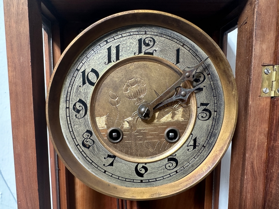 Just Added - Antique Wall Clock Tested Working With Star Of David On Back Of Case 8.5W X 6D X 23.5H [Photo 5]
