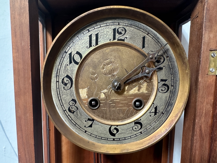 Just Added - Antique Wall Clock Tested Working With Star Of David On Back Of Case 8.5W X 6D X 23.5H [Photo 4]