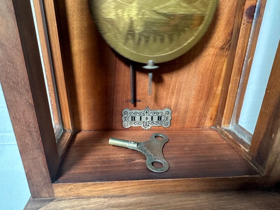 Just Added - Antique Wall Clock Tested Working With Star Of David On Back Of Case 8.5W X 6D X 23.5H [Photo 7]