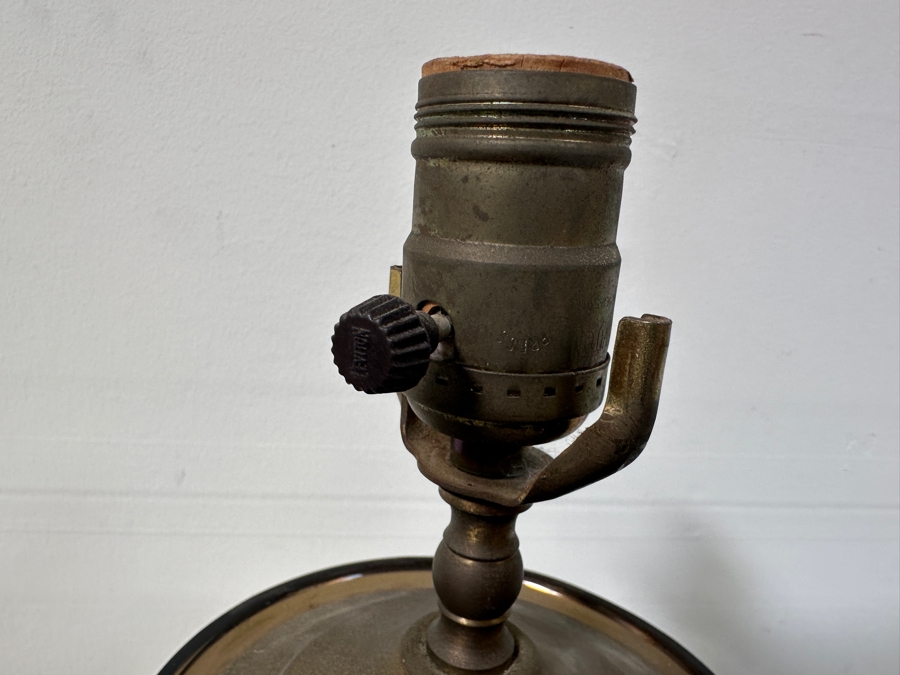 Just Added - Vintage Painted Glass Black & Gold Table Lamp 24H [Photo 2]