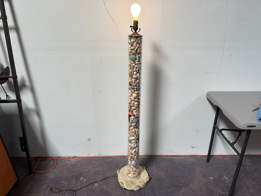Just Added - Organic Seashell Filled Floor Lamp 57H [Photo 5]