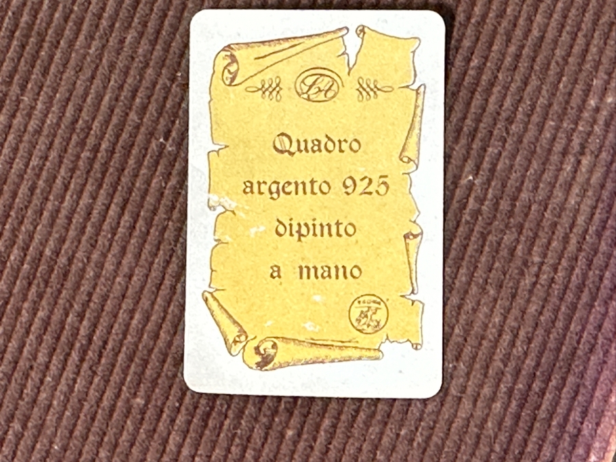 Just Added - Italian Hand Painted 925 Sterling Silver Picture Titled 'Boats On The Beach' Framed 10 X 9 [Photo 6]