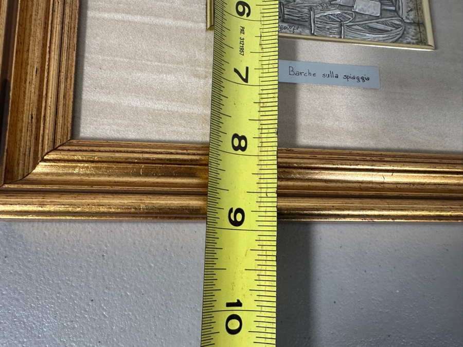 Just Added - Italian Hand Painted 925 Sterling Silver Picture Titled 'Boats On The Beach' Framed 10 X 9 [Photo 8]