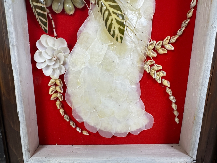 Just Added - Pair Of Organic Capiz Seashell Sculptural Bird Artwork Panels Wall Decor Framed 12 X 20 [Photo 4]