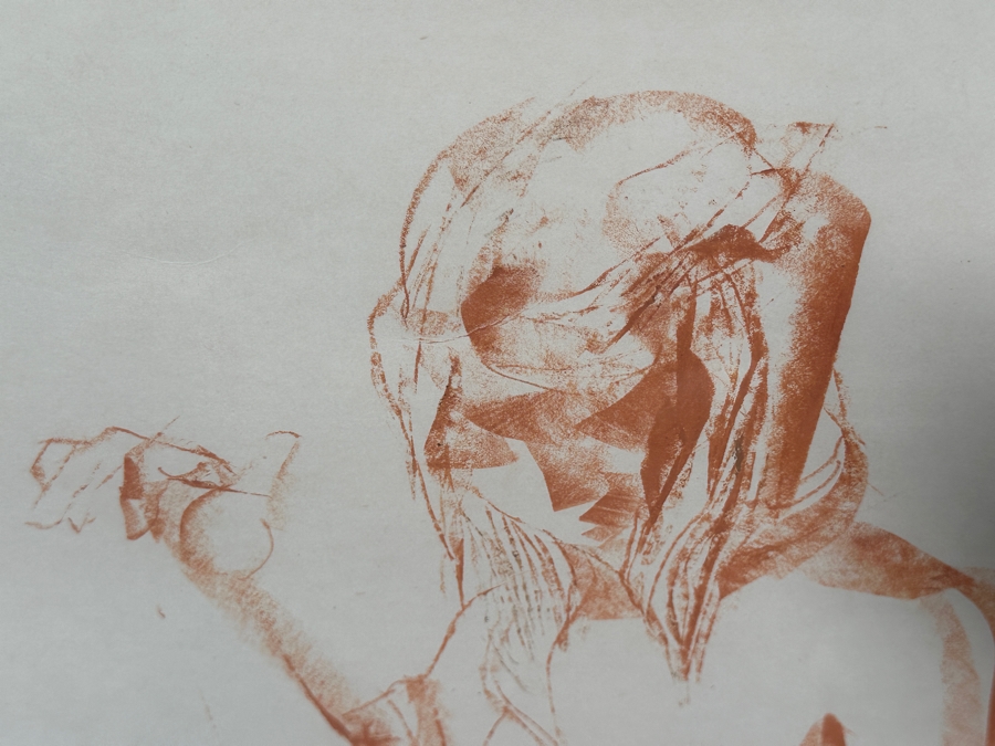 Just Added - Original Abstract Nude Sketch Signed Lower Right By Artist - Signature Illegible Framed 24 X 33.5 [Photo 3]