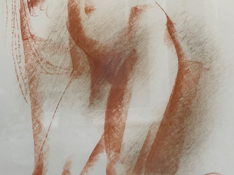Just Added - Original Abstract Nude Sketch Signed Lower Right By Artist - Signature Illegible Framed 24 X 33.5 [Photo 7]