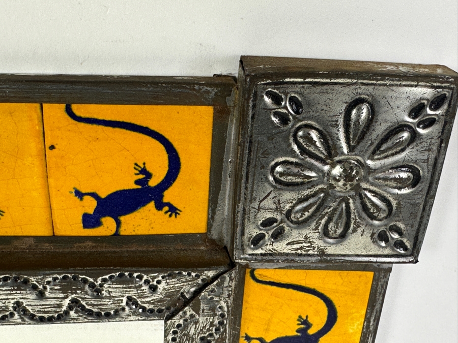 Just Added - Hammered Metal Tile Mexican Wall Mirror 15 X 17 [Photo 2]