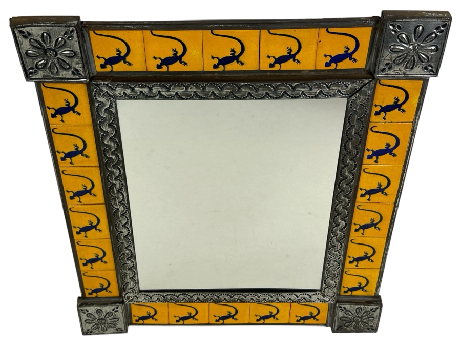 Just Added - Hammered Metal Tile Mexican Wall Mirror 15 X 17 [Photo 1]