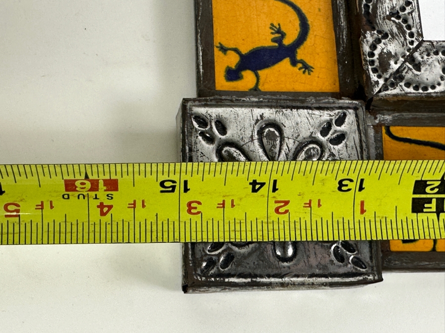 Just Added - Hammered Metal Tile Mexican Wall Mirror 15 X 17 [Photo 3]