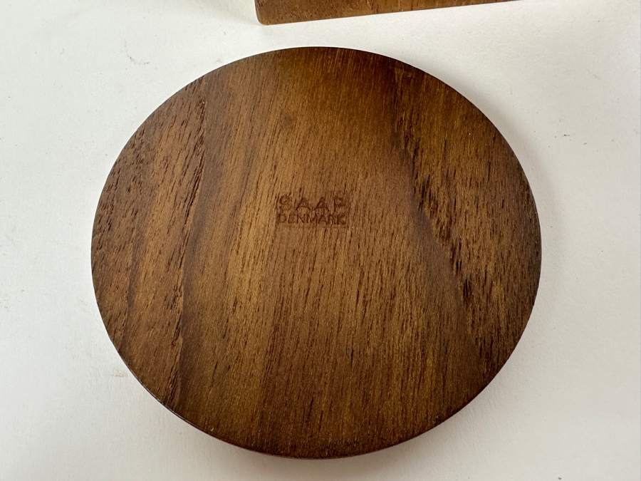 Just Added - Mid-Century Modern SAAP Denmark Teak Coasters With Holder 3.75W X 3.75D X 2.75H [Photo 4]