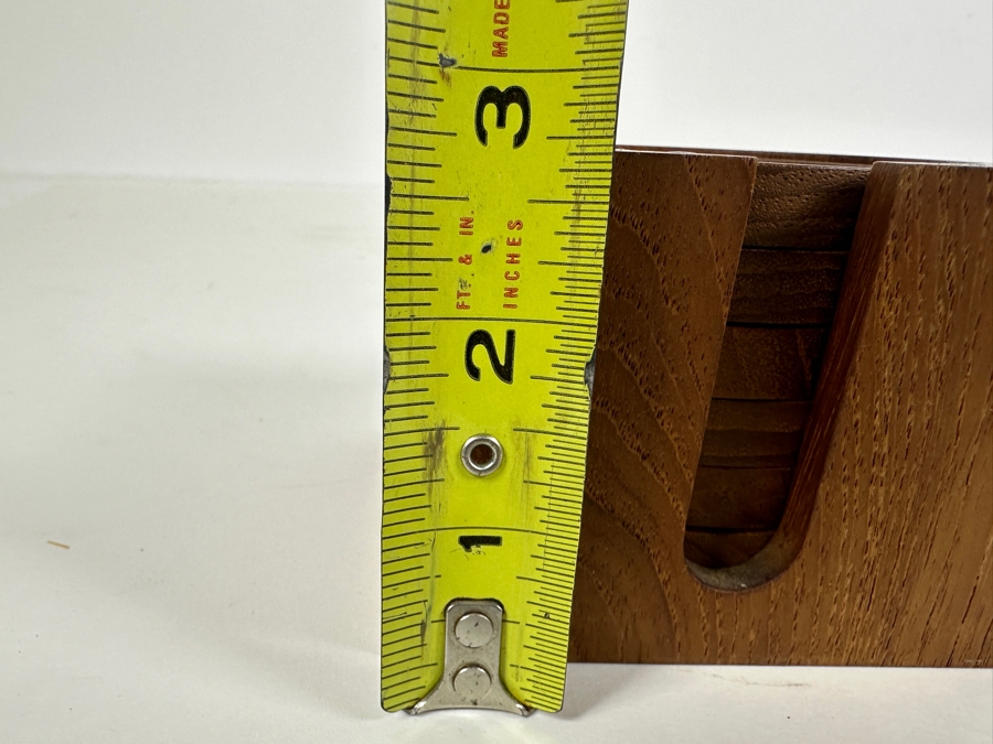 Just Added - Mid-Century Modern SAAP Denmark Teak Coasters With Holder 3.75W X 3.75D X 2.75H [Photo 8]
