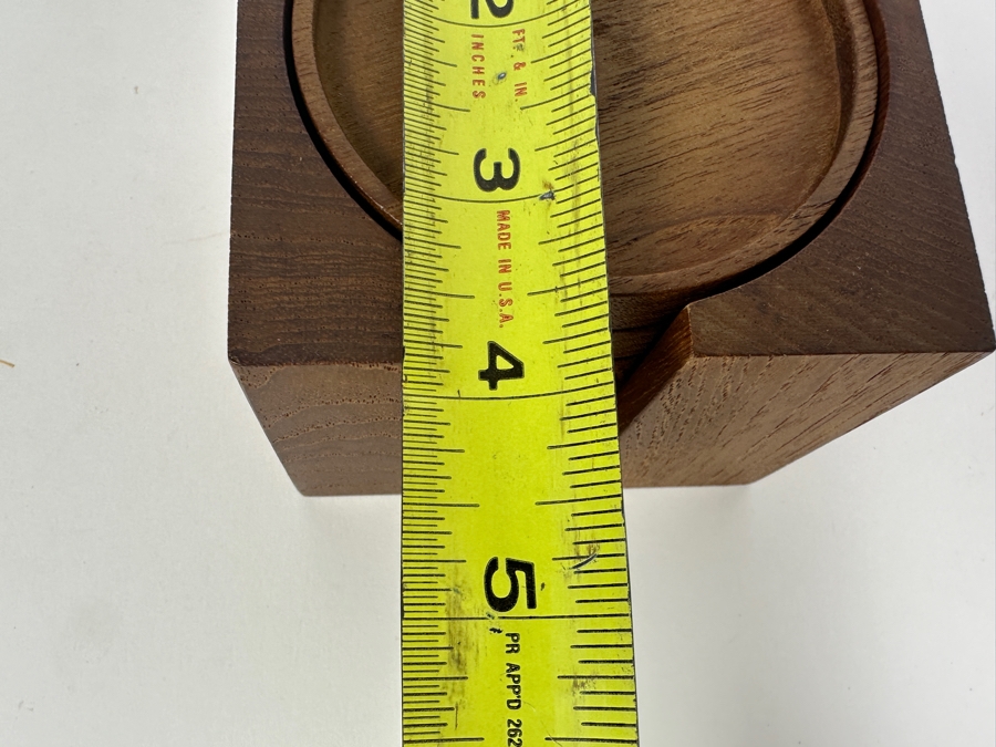 Just Added - Mid-Century Modern SAAP Denmark Teak Coasters With Holder 3.75W X 3.75D X 2.75H [Photo 7]