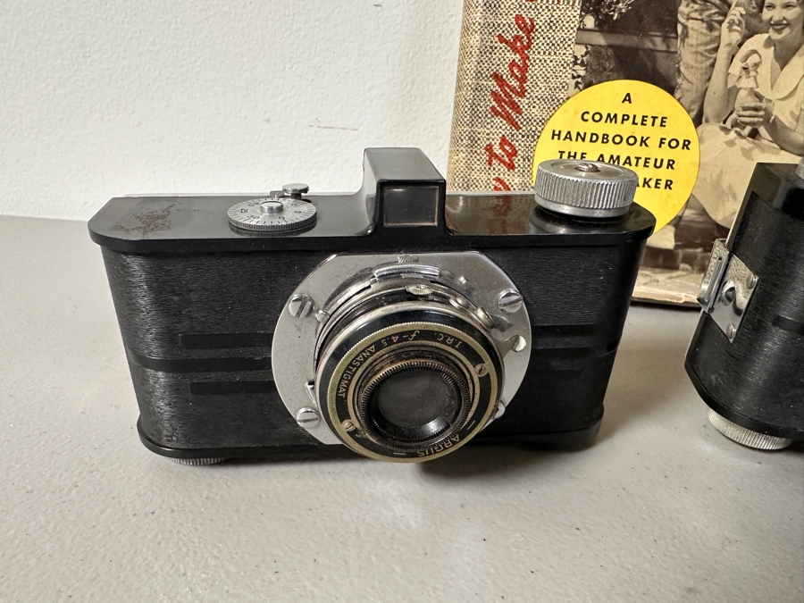 Just Added - Keystone 6mm Film Projector Model K-160, How To Make Good Movies Hardcover Book & Pair Of Vintage Argus Film Cameras [Photo 8]