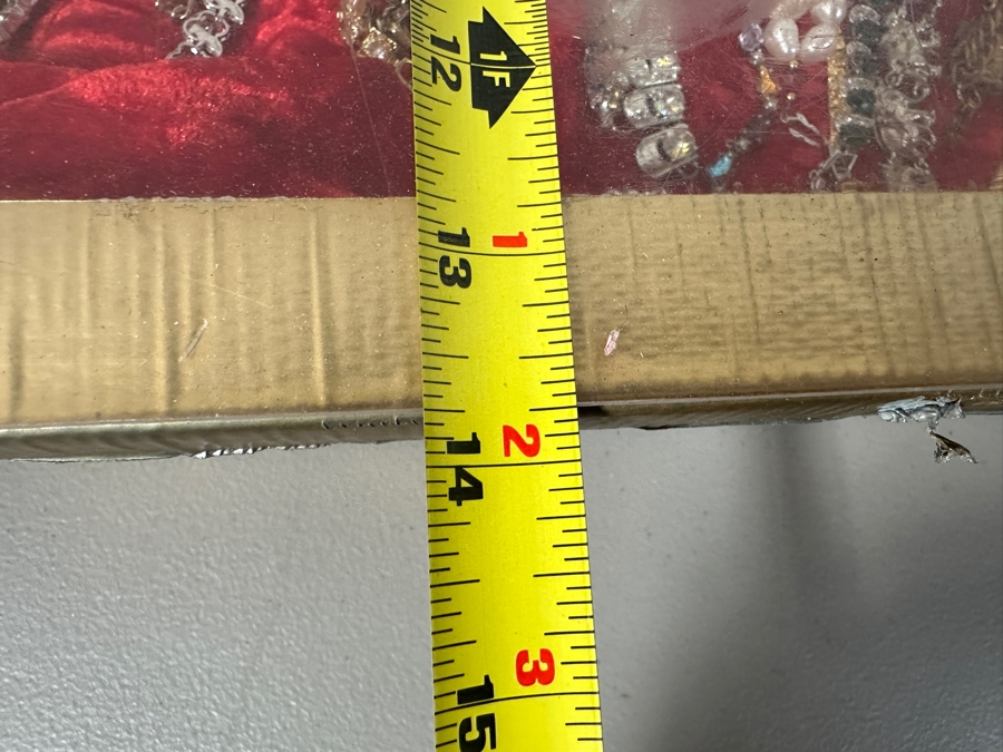 Just Added - Assortment Of Costume Jewelry Bracelets - Includes Gold Painted Wooden Display Case 25W X 14D X 4H [Photo 15]