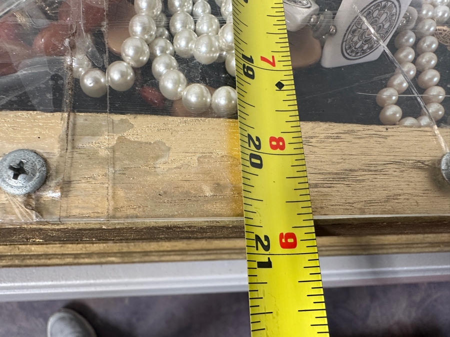 Just Added - Large Assortment Of Costume Jewelry Necklaces Pendants - Includes Large Gold Painted Wooden Portable Display Case With Plexiglass Top 44W X 21D X 5H [Photo 16]