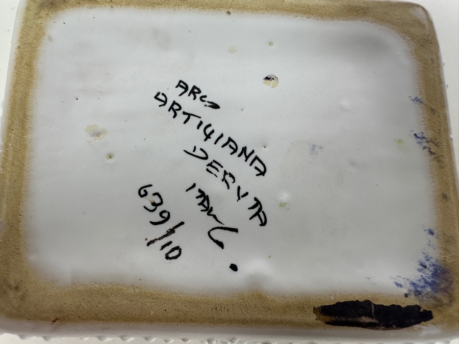 Just Added - Vintage 4Signed Deruta Italy Hand Painted Pottery Lidded Box 4W X 3D X 2H [Photo 8]