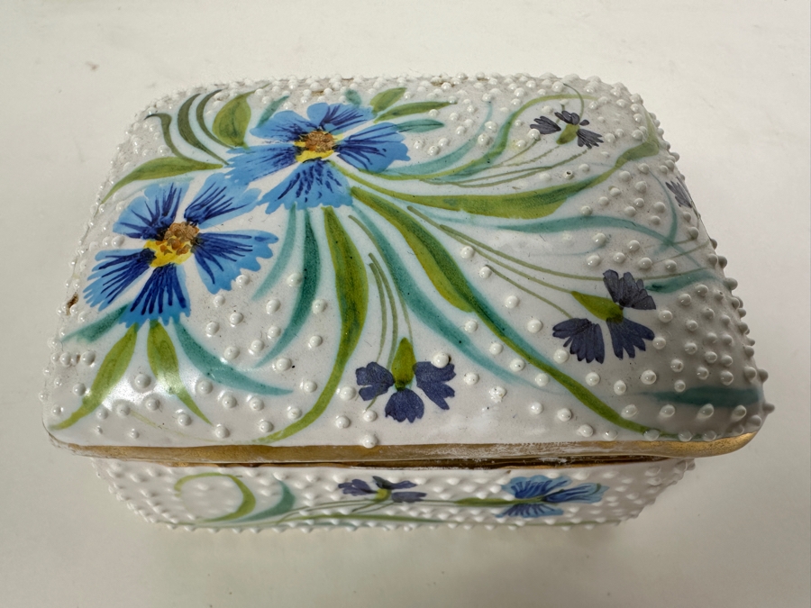 Just Added - Vintage 4Signed Deruta Italy Hand Painted Pottery Lidded Box 4W X 3D X 2H [Photo 3]