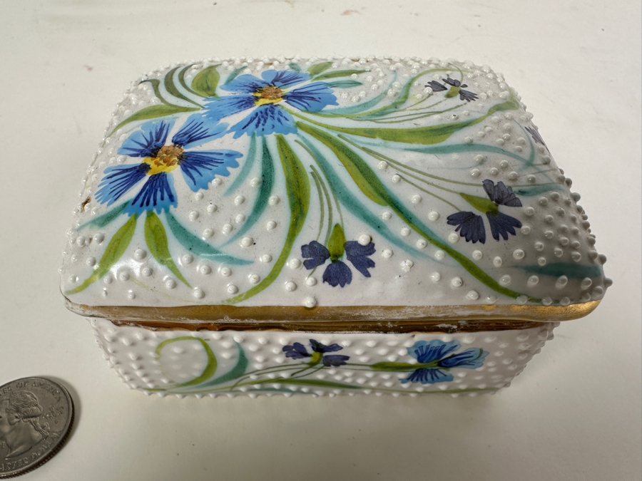 Just Added - Vintage 4Signed Deruta Italy Hand Painted Pottery Lidded Box 4W X 3D X 2H [Photo 2]