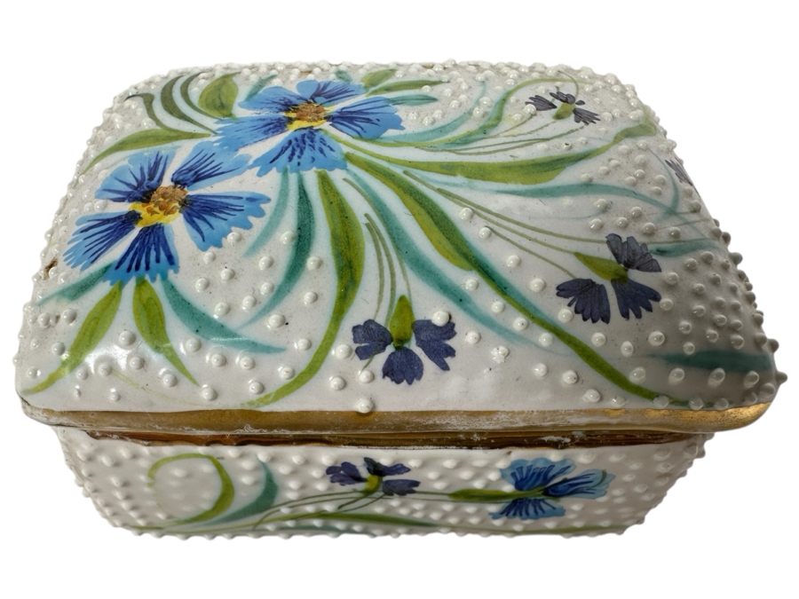 Just Added - Vintage 4Signed Deruta Italy Hand Painted Pottery Lidded Box 4W X 3D X 2H [Photo 1]