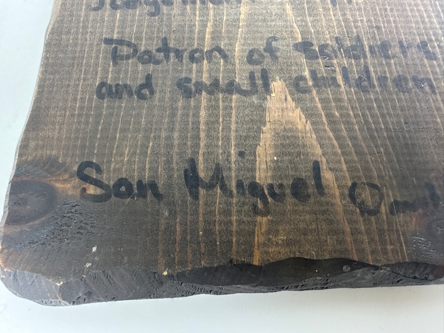 Just Added - Signed Naive Folk Art Retablo Archangel St. Michael San Miguel 7 X 10 [Photo 7]