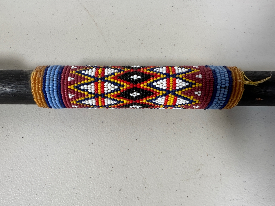 Handmade Spear with Beadwork and Metal Tip [Photo 2]