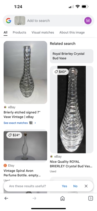 Vintage Brierly Etched Bud Vase, Signed 7'H [Photo 7]