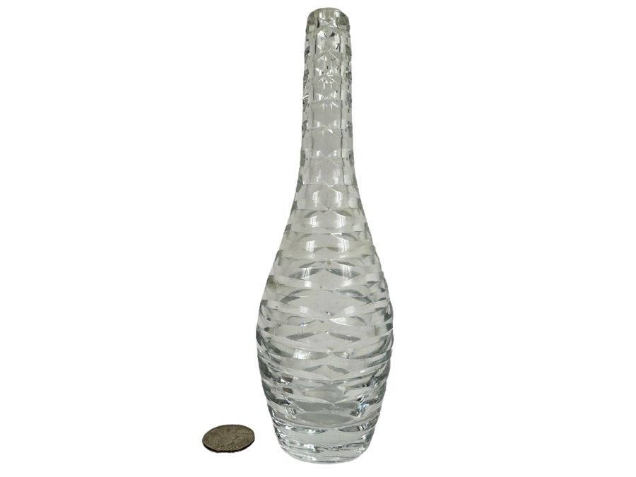 Vintage Brierly Etched Bud Vase, Signed 7'H [Photo 1]