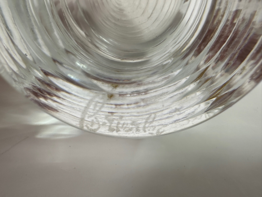 Vintage Brierly Etched Bud Vase, Signed 7'H [Photo 4]