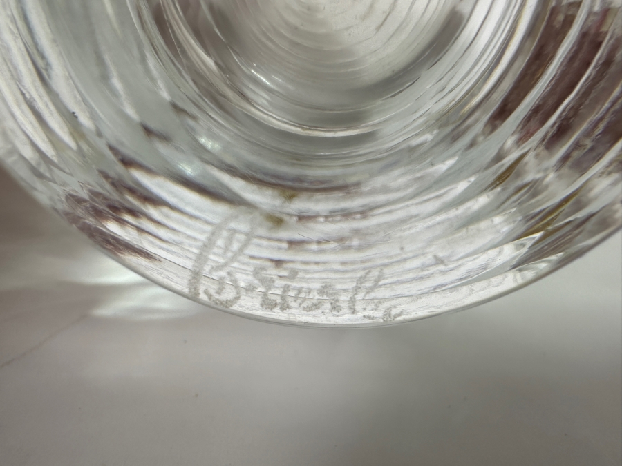 Vintage Brierly Etched Bud Vase, Signed 7'H [Photo 5]
