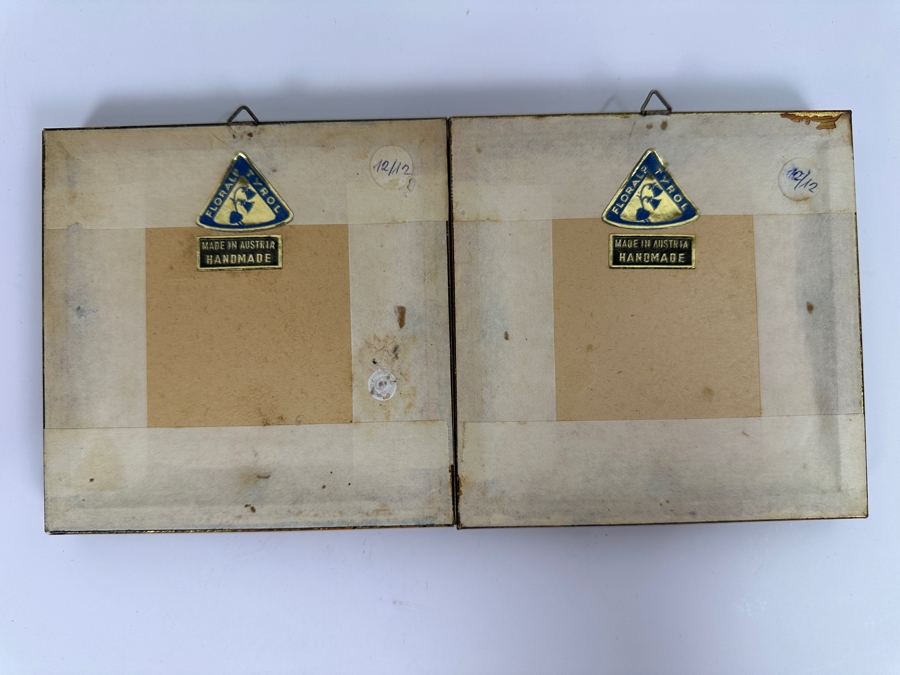 Pair Of Vintage Framed Floralp Tyrol Pressed Flowers Handmade In Austria 5 X 4.5 [Photo 5]