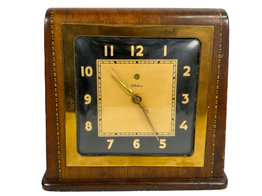 1938 Telethon Model #4F61 'The Pharaoh' Mahogany Cased Electric Clock Working 7.5W X 4D X 7H [Photo 1]