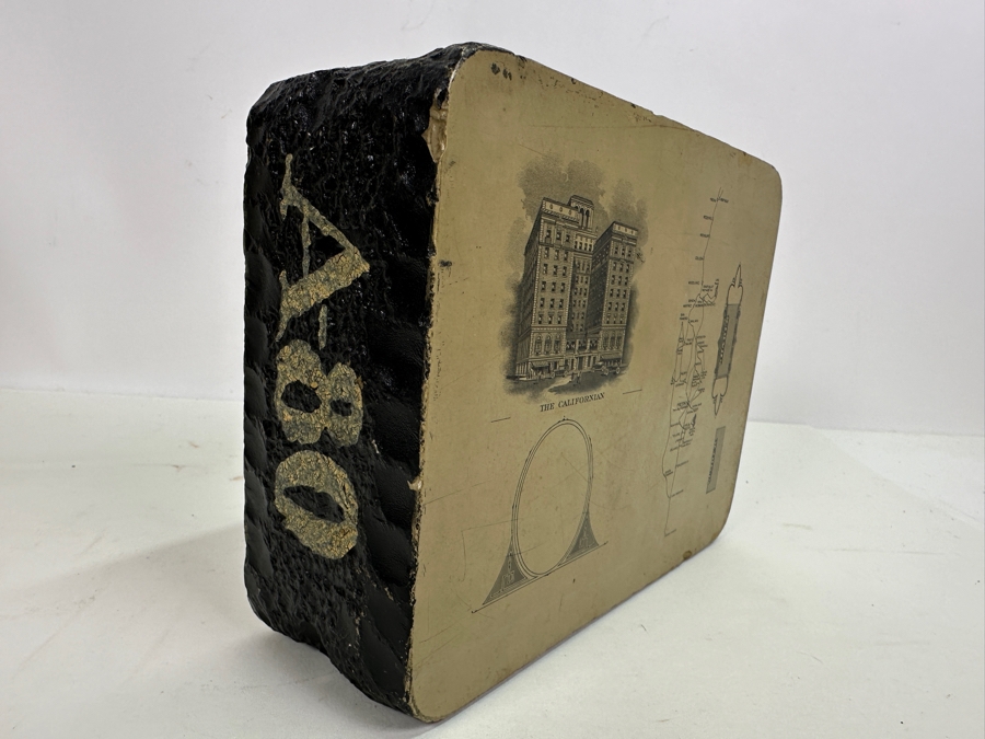 Antique Lithograph Printing Stone Double Sided - See Photos For Graphics - Heavy 8W X 6H X 3D [Photo 9]