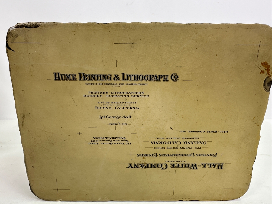 Antique Lithograph Printing Stone Double Sided - See Photos For Graphics - Heavy 8W X 6H X 3D [Photo 12]