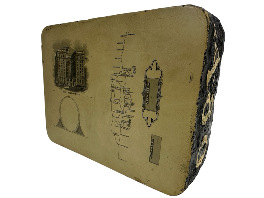 Antique Lithograph Printing Stone Double Sided - See Photos For Graphics - Heavy 8W X 6H X 3D [Photo 2]