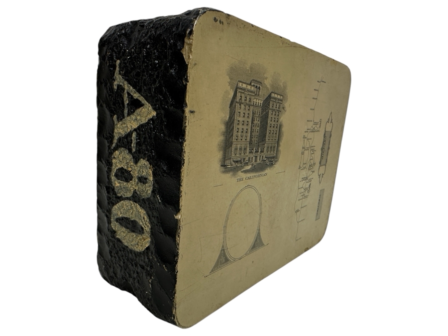 Antique Lithograph Printing Stone Double Sided - See Photos For Graphics - Heavy 8W X 6H X 3D [Photo 1]