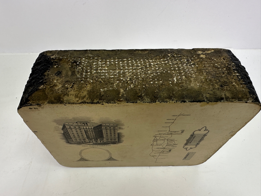 Antique Lithograph Printing Stone Double Sided - See Photos For Graphics - Heavy 8W X 6H X 3D [Photo 8]