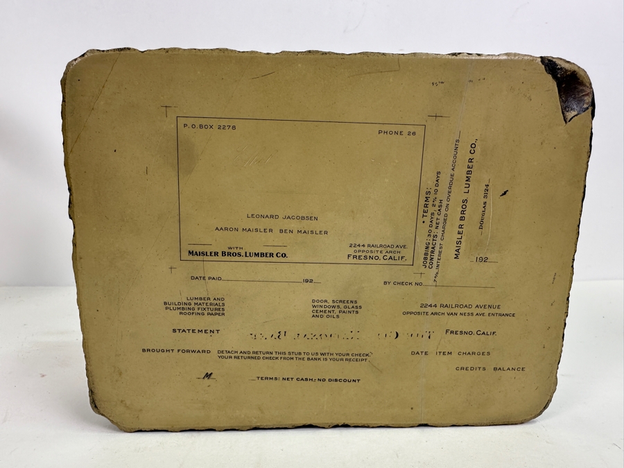 Antique Lithograph Printing Stone Double Sided - See Photos For Graphics - Heavy 8W X 6H X 3D [Photo 9]