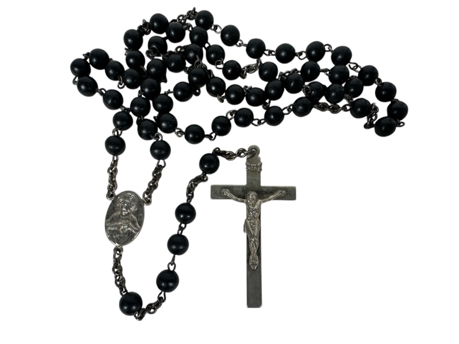 Sterling Silver Rosary Bead Necklace  [Photo 1]