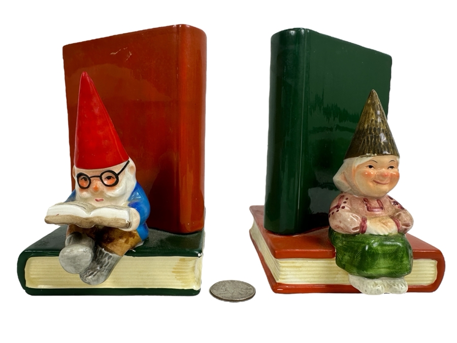 Set of Gorham Gnome Bookends 10 x 4 x 5.5