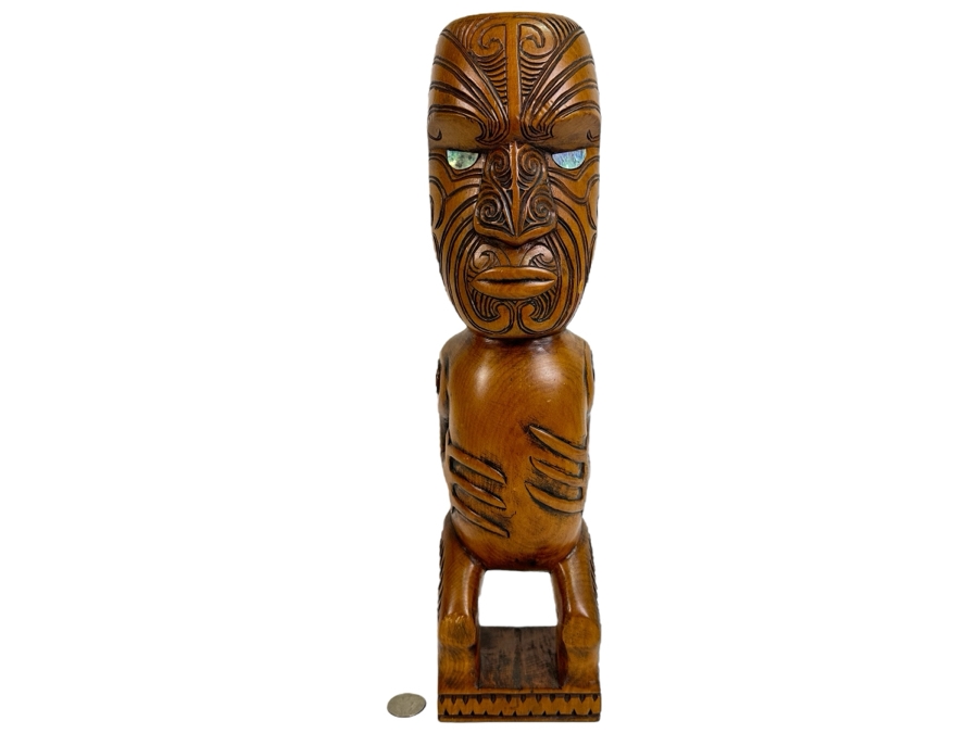 Vintage Maori Carved Wooden Sculpture 