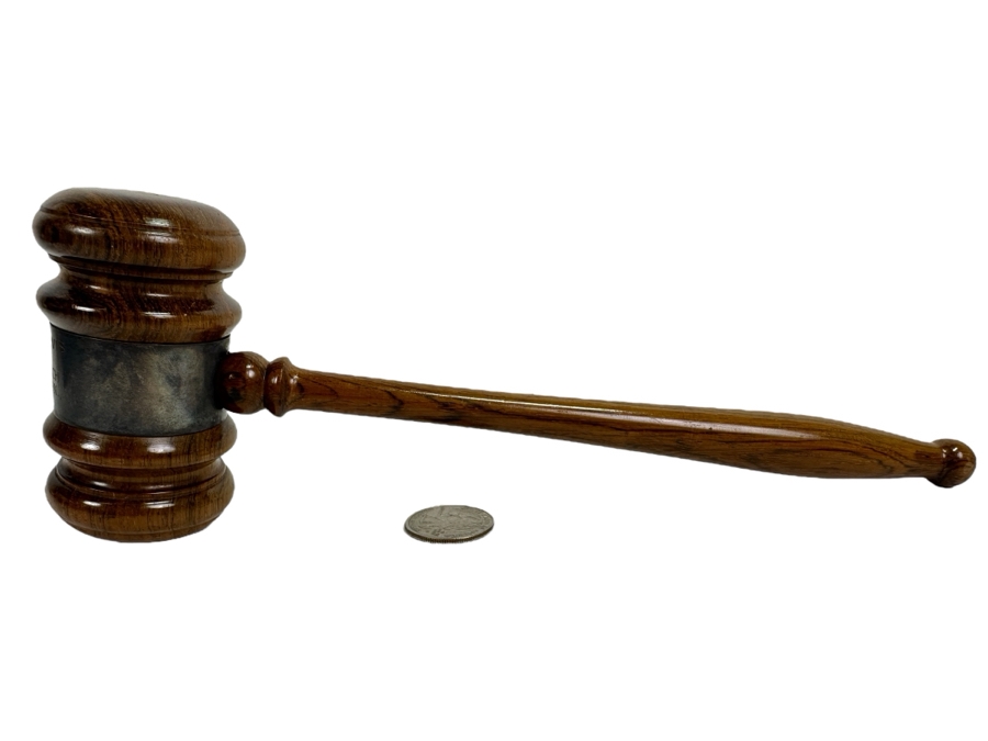 Wooden Presentation Gavel With Engraved Sterling Silver Band Reading: 'Lee Edward Travis President American Speech Correction Assn. 1935-36' [Photo 2]