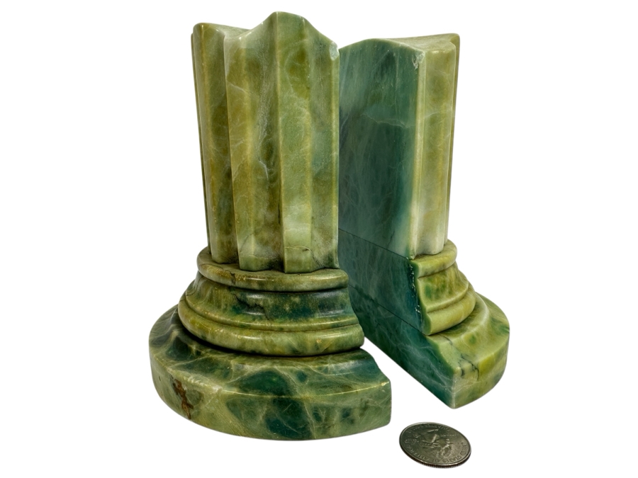 Vintage Italian Marble Column Bookends 5W X 5D X 6H