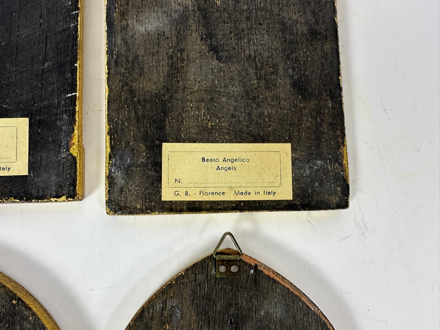 Set Of Six Italian Gilt Wooden Angels Wall Artwork Beato Angelico Florence 3.5 X 7 [Photo 13]