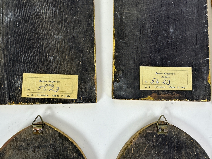 Set Of Six Italian Gilt Wooden Angels Wall Artwork Beato Angelico Florence 3.5 X 7 [Photo 12]